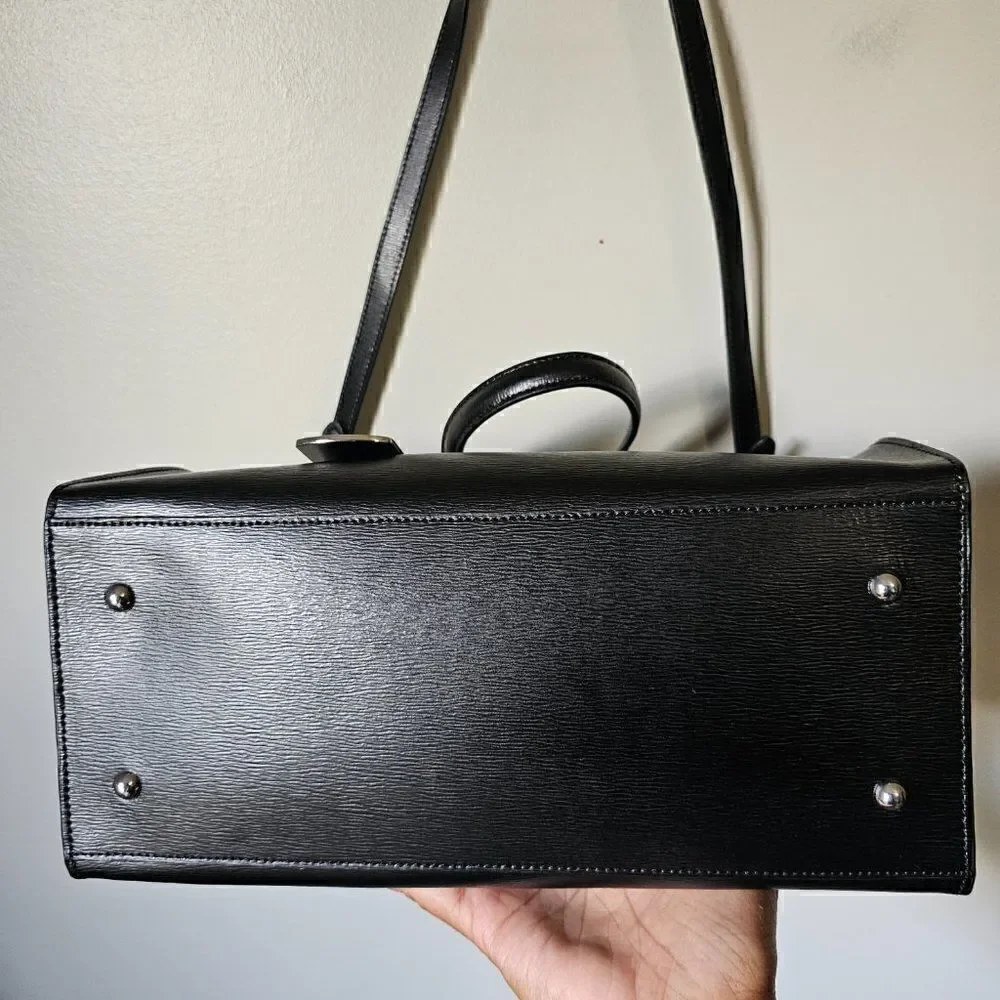 LIKE NEW LAUREN RALPH LAUREN BLACK LEATHER SATCHEL / SHOULDER BAG MEDIUM